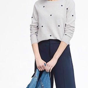 NWOT Banana Republic merino navy hearts sweater XS